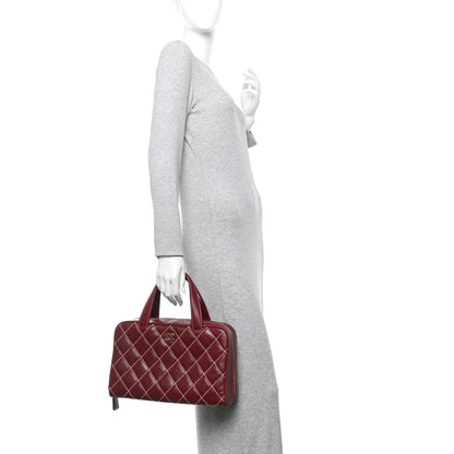 Chanel Calfskin Contrast Stitch Surpique Bowler Red 2 of 11