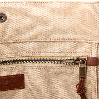 Saint Laurent Linen Calfskin Rive Gauche Tote Tan 7 of 10