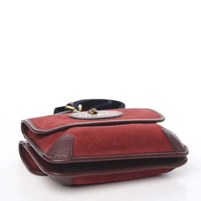 Gucci Suede Web Small Neo Vintage Double Flap Messenger Bag Romantic Cherry Chardonnay 3 of 9