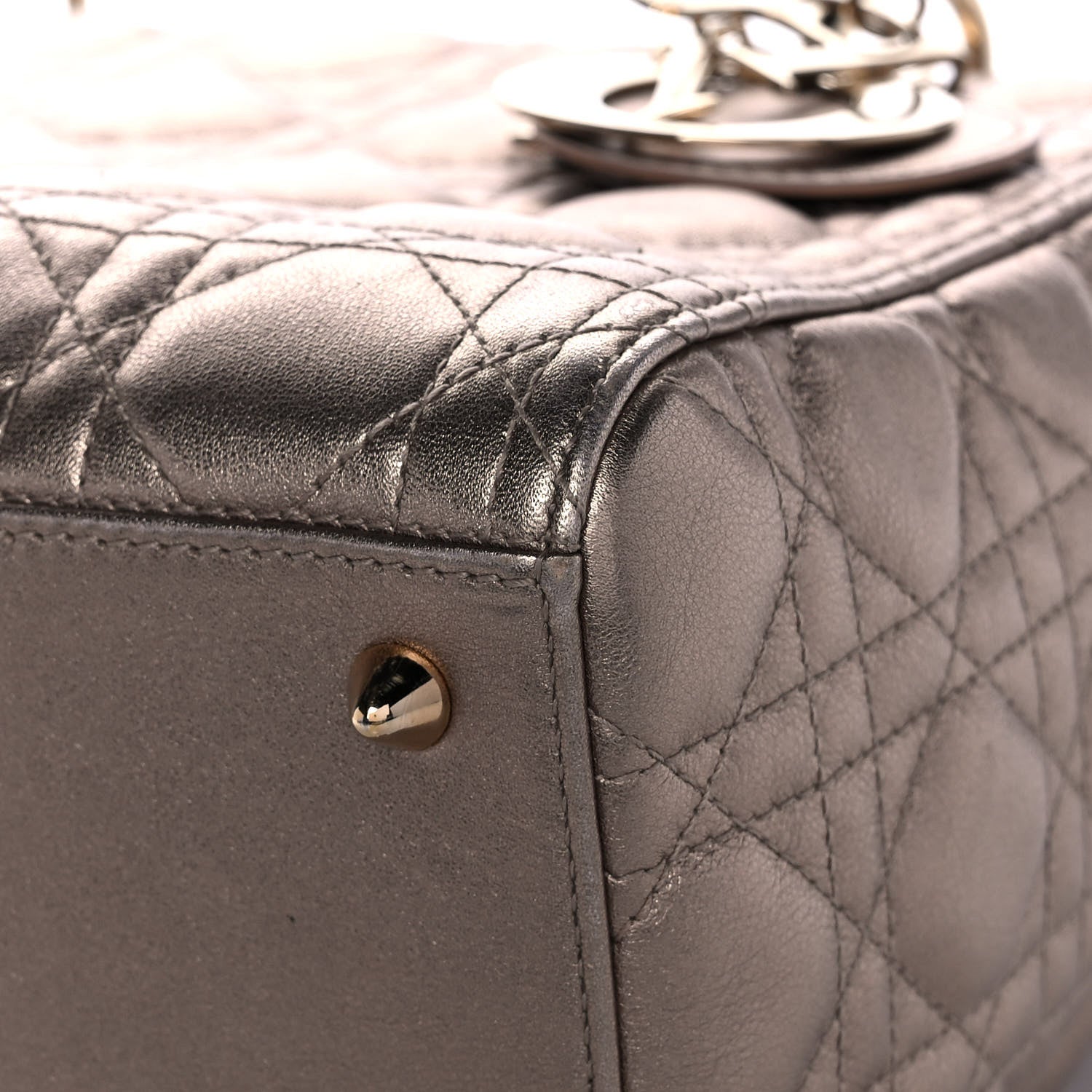Christian Dior Metallic Calfskin Cannage Medium Lady Dior Gold 5 of 16