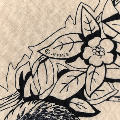Hermes Cashmere Silk Jungle Love Tattoo Shawl 140 Natural Bleu Black 4 of 6