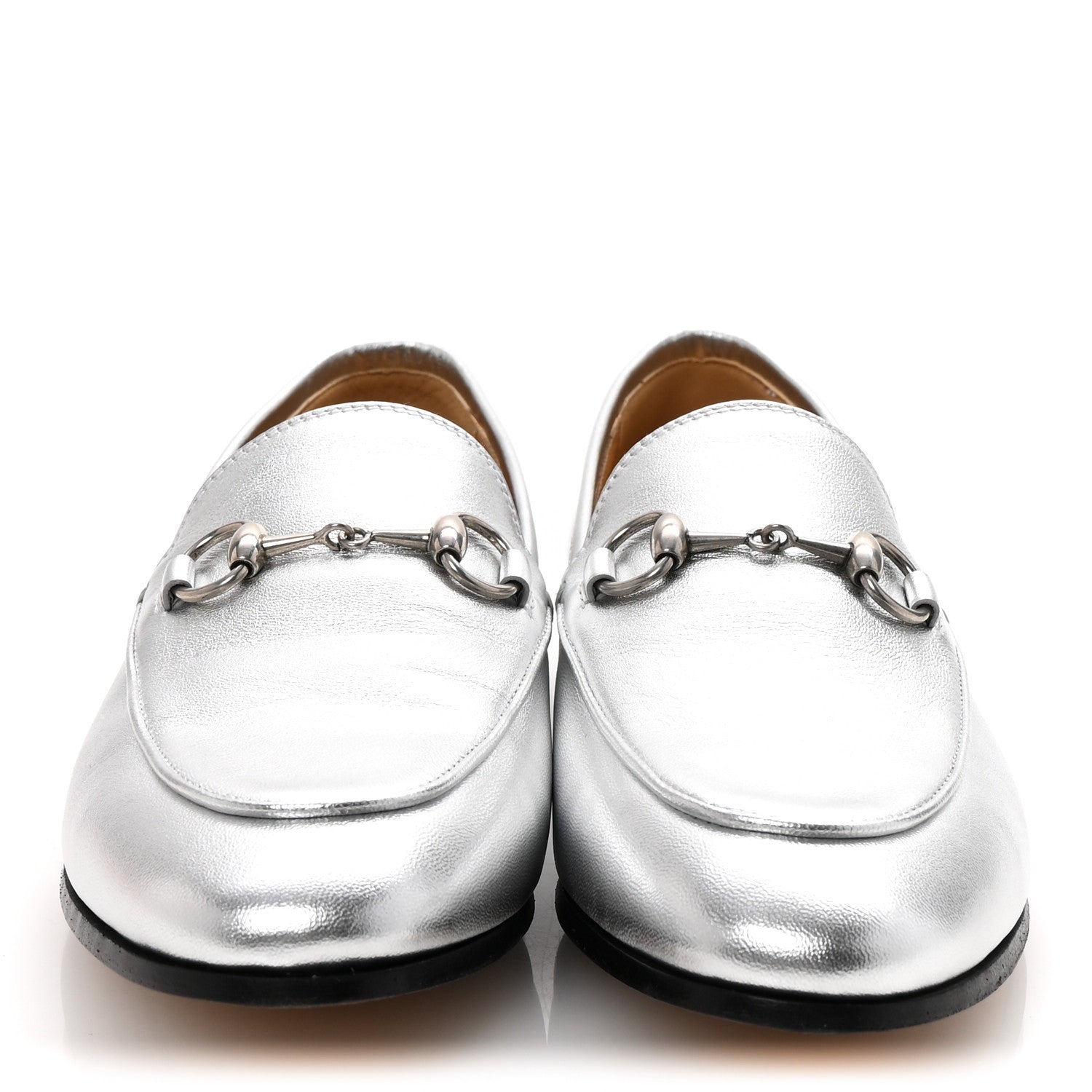 Gucci Metallic Nappa Womens Jordaan Loafers 36 Argento 3 of 10