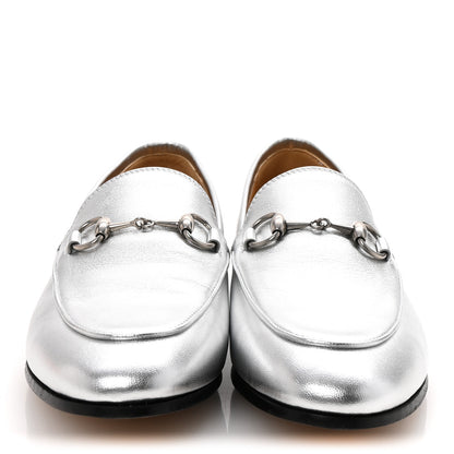 Gucci Metallic Nappa Womens Jordaan Loafers 36 Argento 3 of 10
