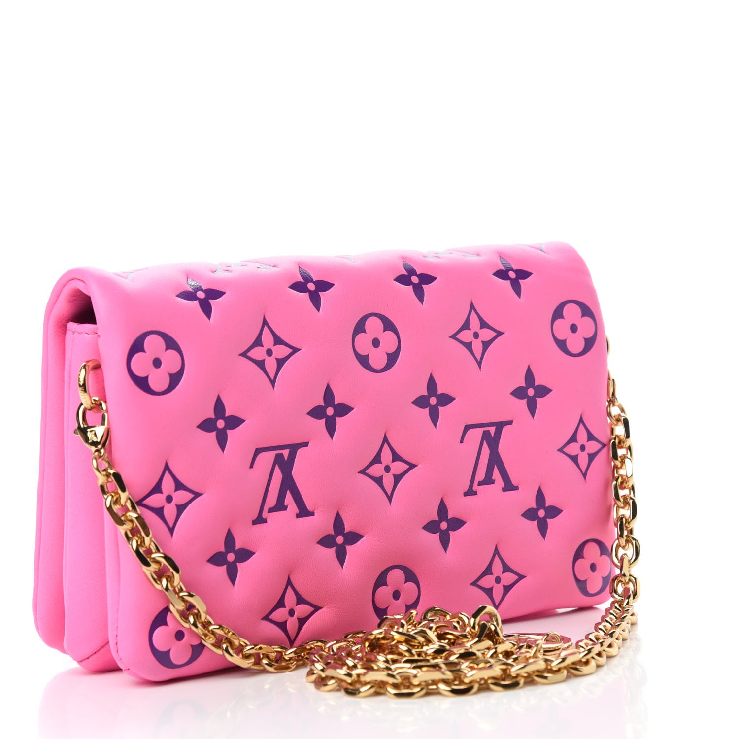 Louis Vuitton Lambskin Embossed Monogram Vuittamins Pochette Coussin Rose Violet 3 of 10