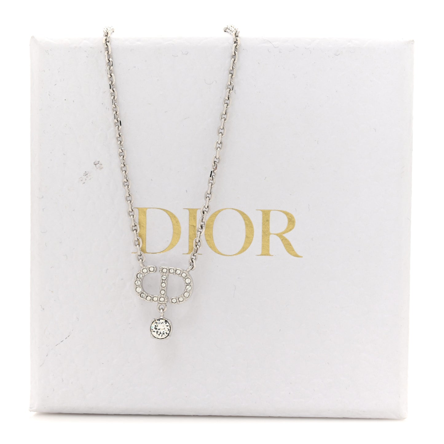Crystal CD Pendant Necklace Silver