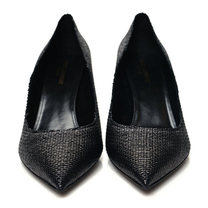 Saint Laurent Raffia Anja 105 Pumps 40.5 Black 2 of 10