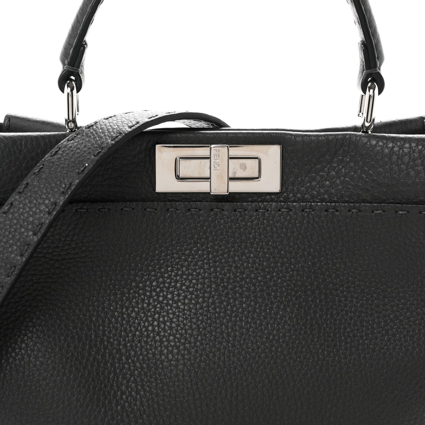 Cuoio Romano Selleria Bi-Color Medium Peekaboo Iconic Satchel Asfalto Latte