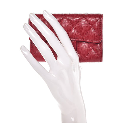 Chanel Caviar Quilted Card Holder Dark Pink 2 of 8