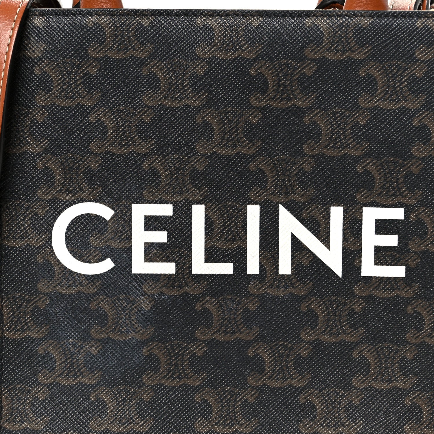 Celine Triomphe Canvas Calfskin Mini Vertical Cabas Tan 1815840