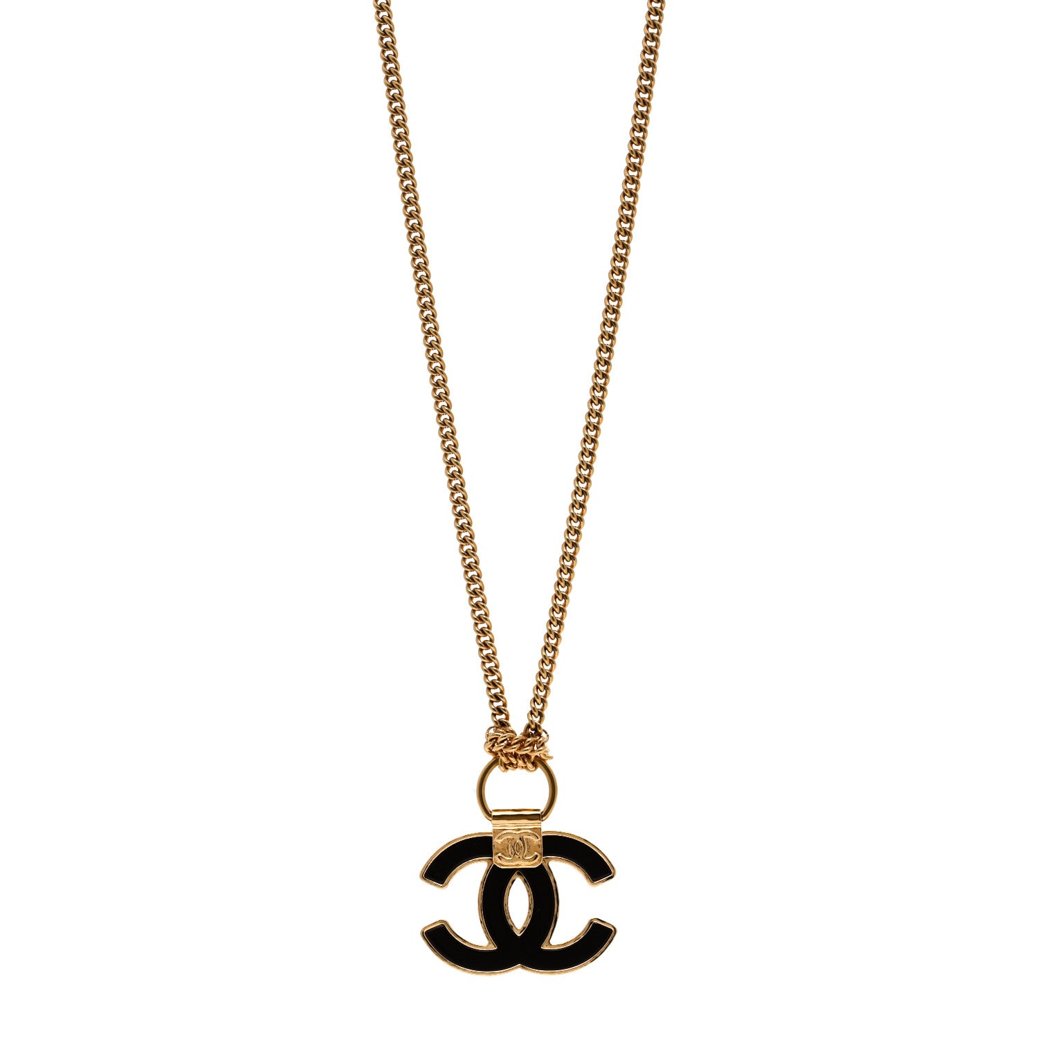 Chanel Metal Resin CC Pendant Necklace Gold Brown 1 of 6
