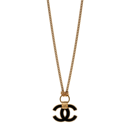 Chanel Metal Resin CC Pendant Necklace Gold Brown 1 of 6