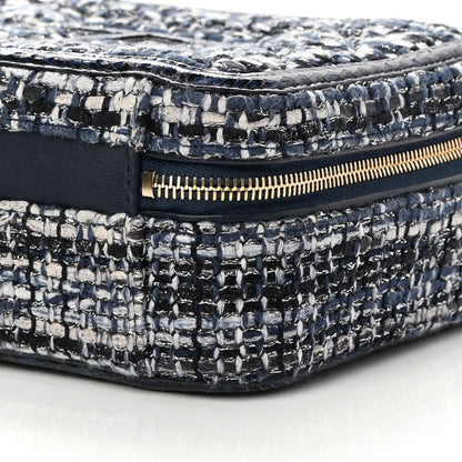 Chanel Tweed Snakeskin Quilted Medium CC Filigree Vanity Case Dark Navy 10 of 11