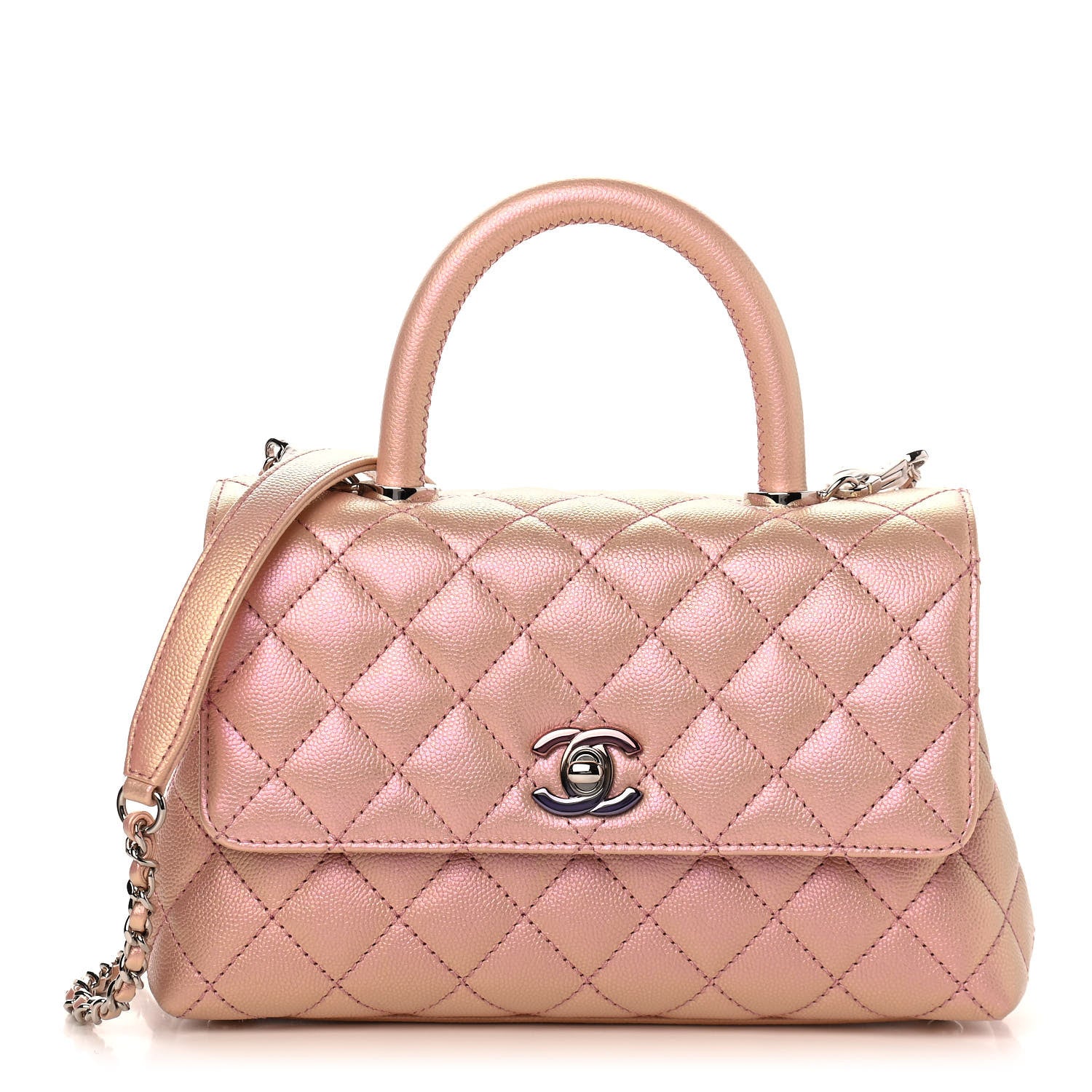 Chanel Iridescent Caviar Quilted Mini Coco Handle Flap Pink 1 of 9