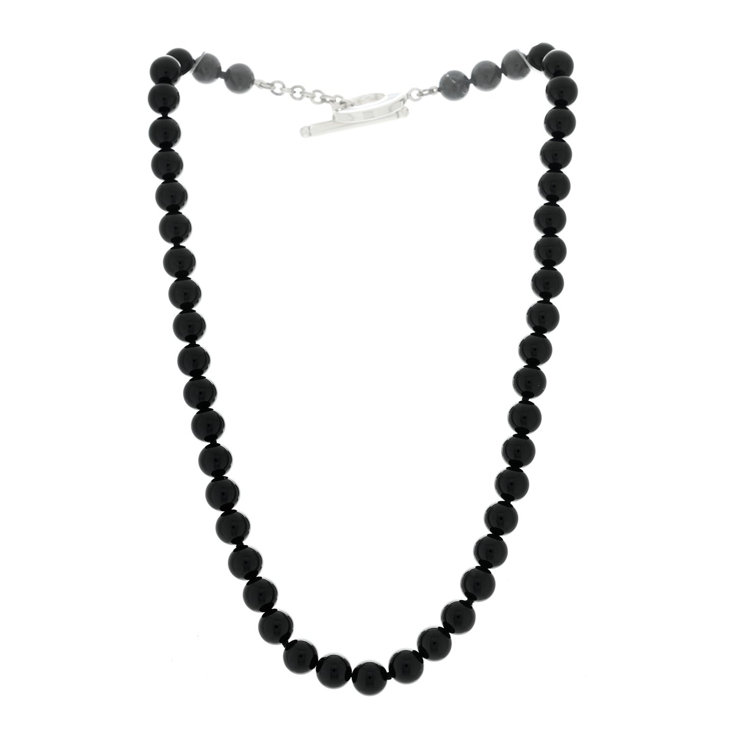 Sterling Silver Black Onyx Bead Toggle Necklace