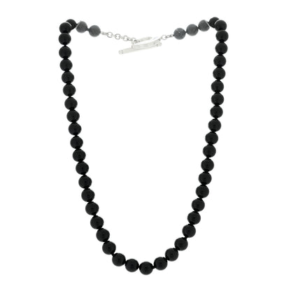 Tiffany Sterling Silver Black Onyx Bead Toggle Necklace 3 of 6