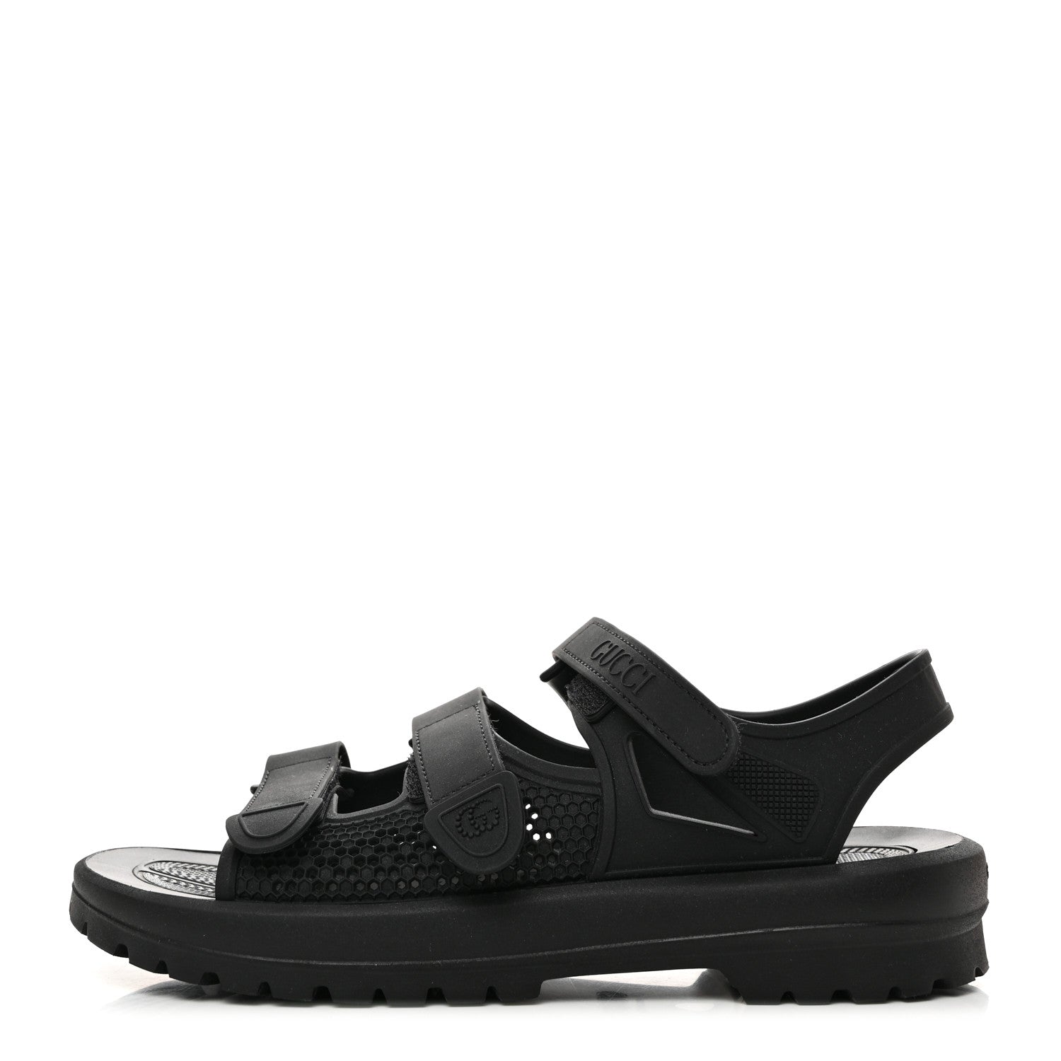 Gucci Rubber Honeycomb Mens Sandals 7 Black 1 of 8