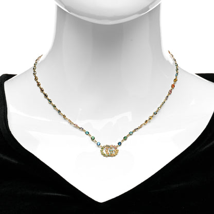 Gucci 18K Yellow Gold Multistone Running GG Pendant Necklace 2 of 5