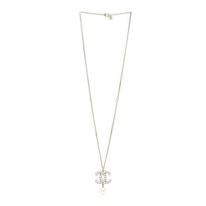 Chanel Crystal Pearl CC Drop Necklace Gold 3 of 6