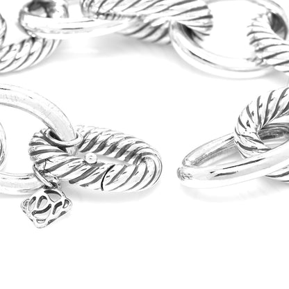David Yurman Sterling Silver 18K Yellow Gold 19mm Extra Large Oval Link Bracelet 4 of 5