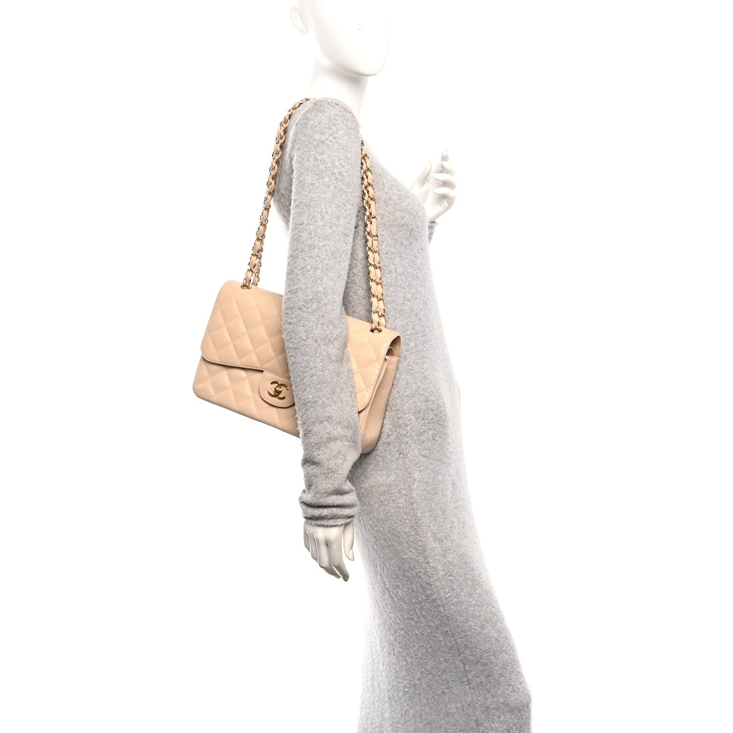 Chanel Caviar Quilted Jumbo Double Flap Beige Clair 2 of 11