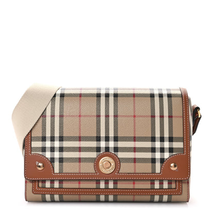 Burberry Coated Canvas Calfskin Vintage Check Medium Note Crossbody Bag Briar Brown 1 of 10