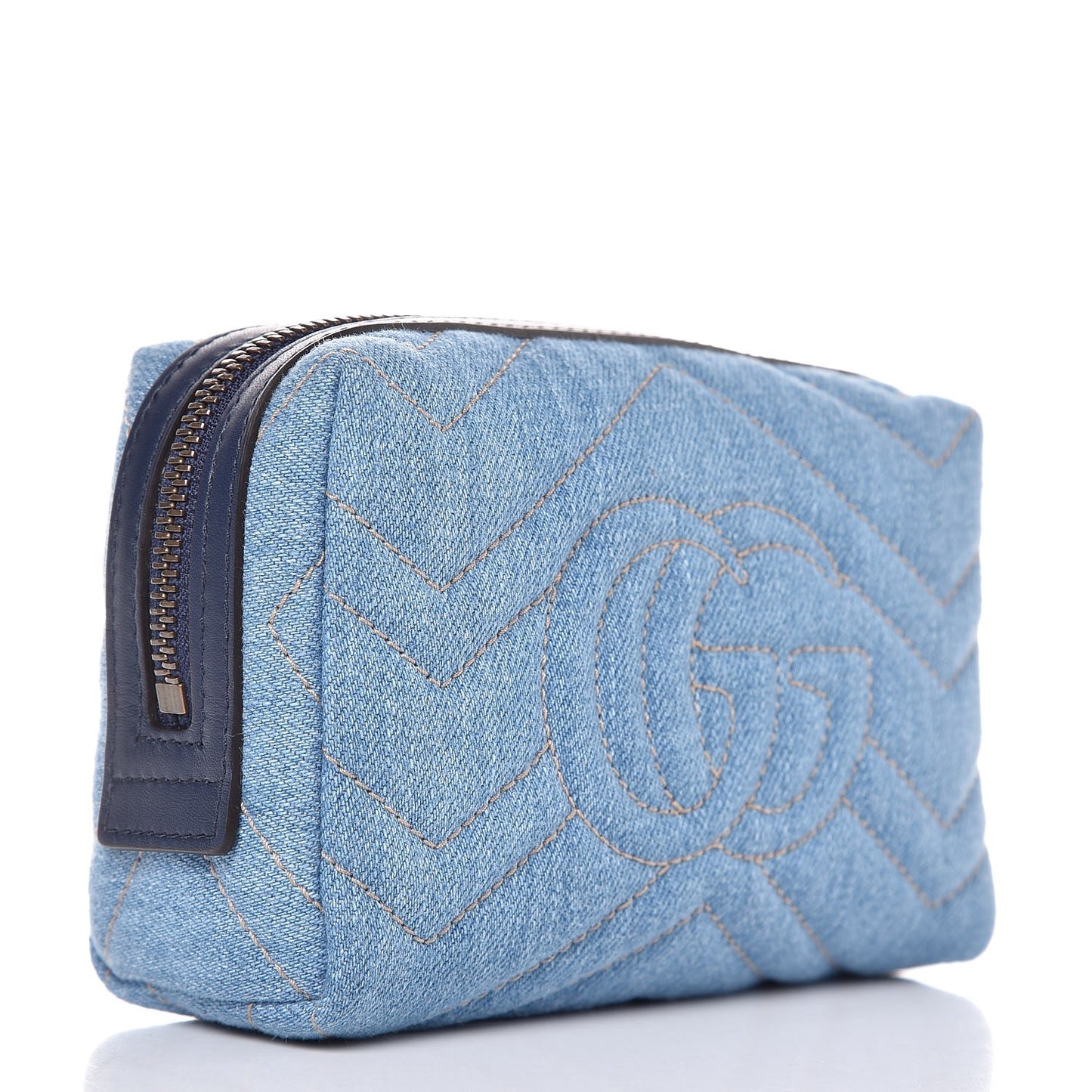 Denim Matelasse Pearly GG Marmont Cosmetic Case Blue