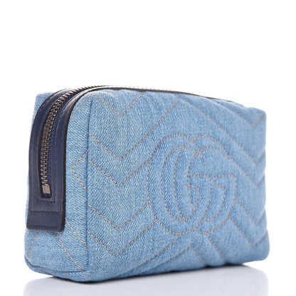 Gucci Denim Matelasse Pearly GG Marmont Cosmetic Case Blue 3 of 8