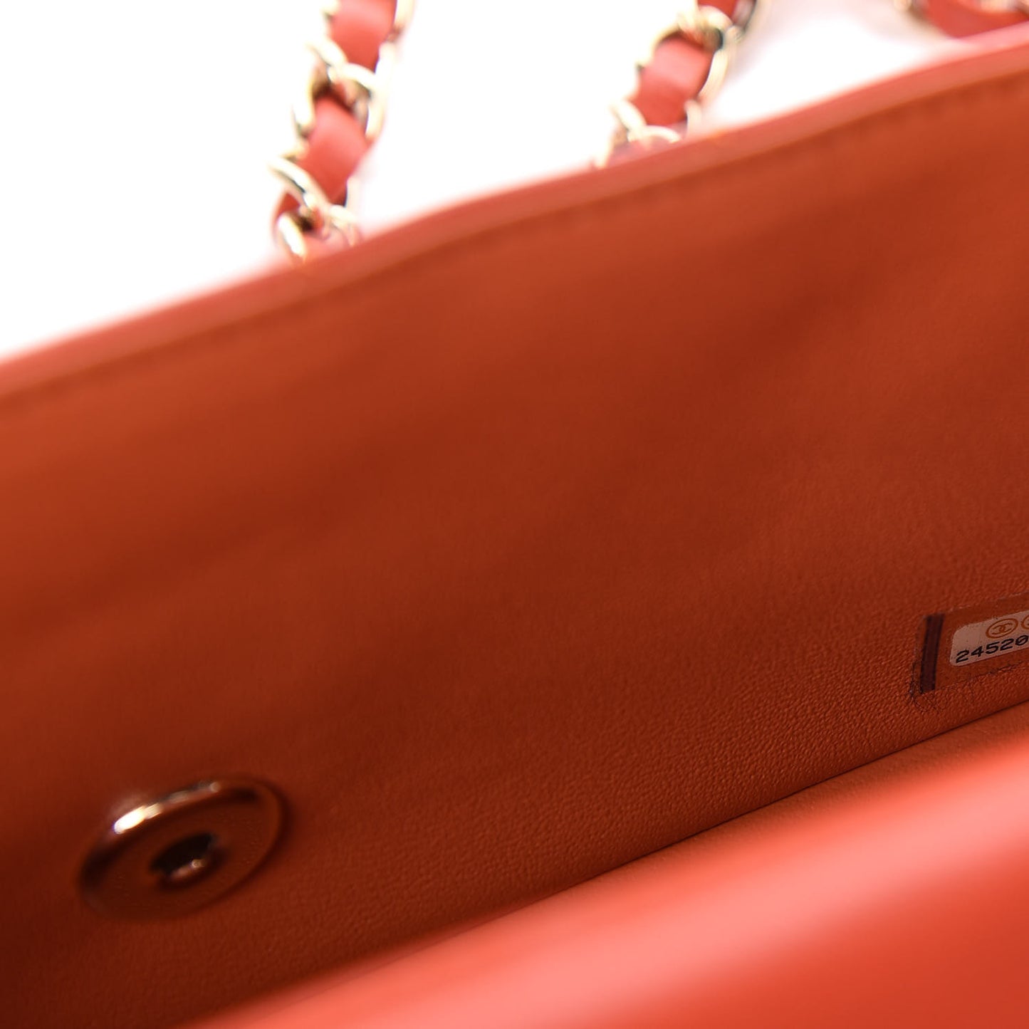 Lambskin Quilted Mini Rectangular Flap Orange
