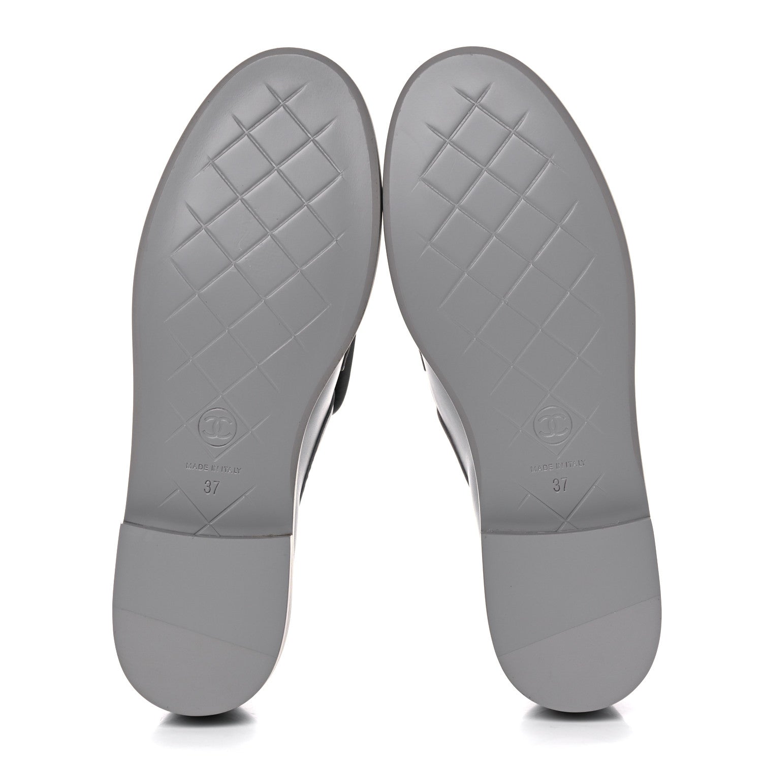 Chanel Lambskin Quilted CC Turnlock Loafers 37 Grey 5 of 9