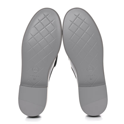 Chanel Lambskin Quilted CC Turnlock Loafers 37 Grey 5 of 9