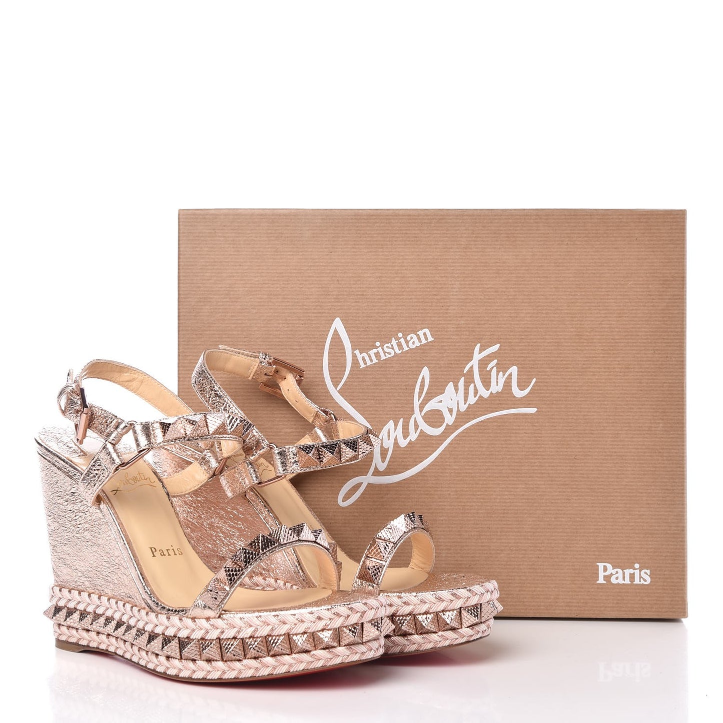 Specchio Vintage Pyraclou 110 Wedge Sandals 38 Rose Gold