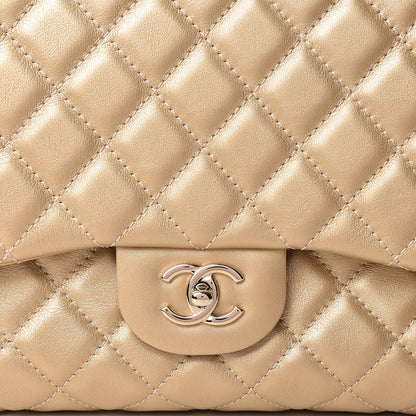 Chanel Metallic Calfskin Quilted Small XXL Travel Flap Bag Gold 10 of 10