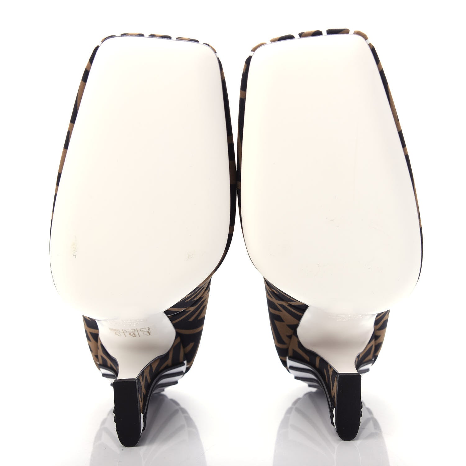Fendi Lycra Film FF FFreedom Decollete Pumps 38 Tobacco Moro White 6 of 10