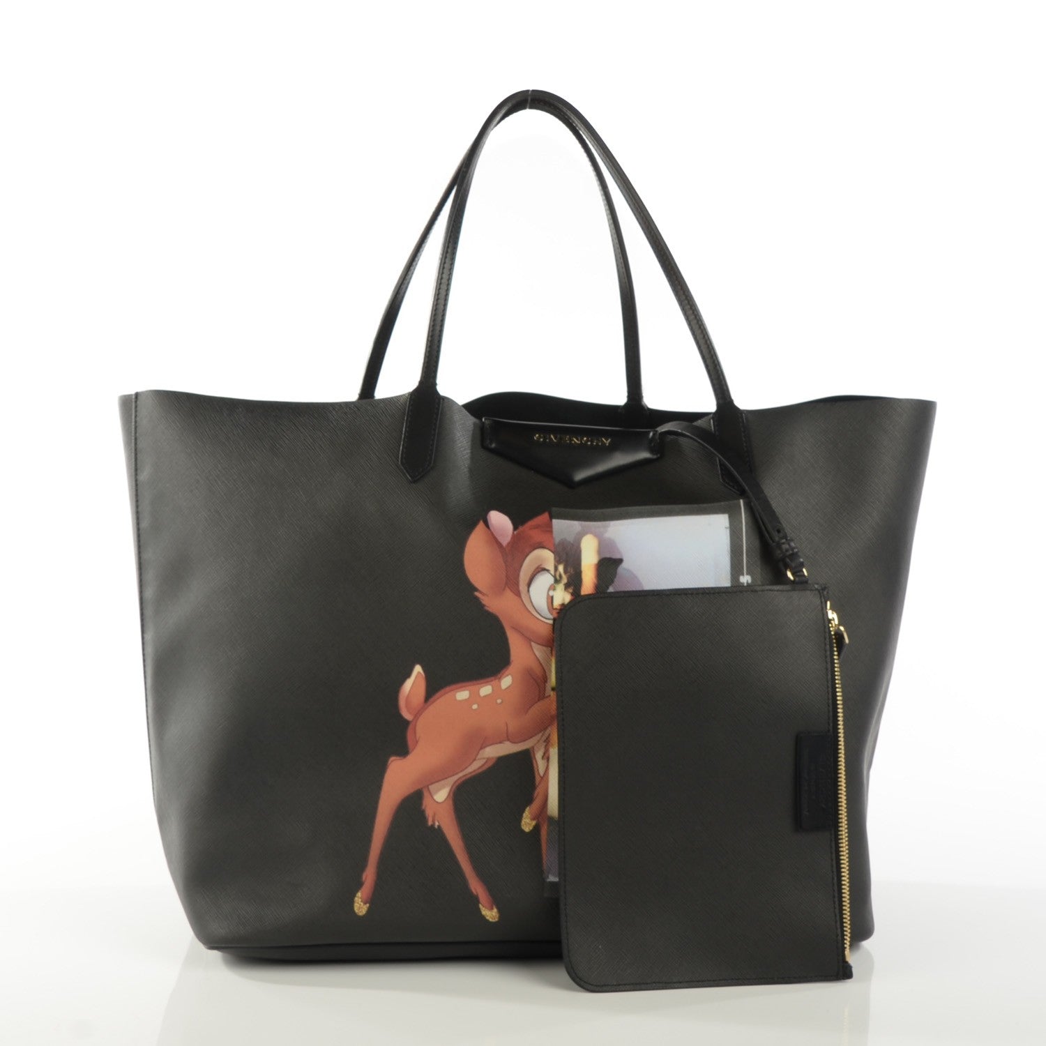 Givenchy Textured Coated Canvas Bambi Print Large Antigona Tote Black 4 of 10