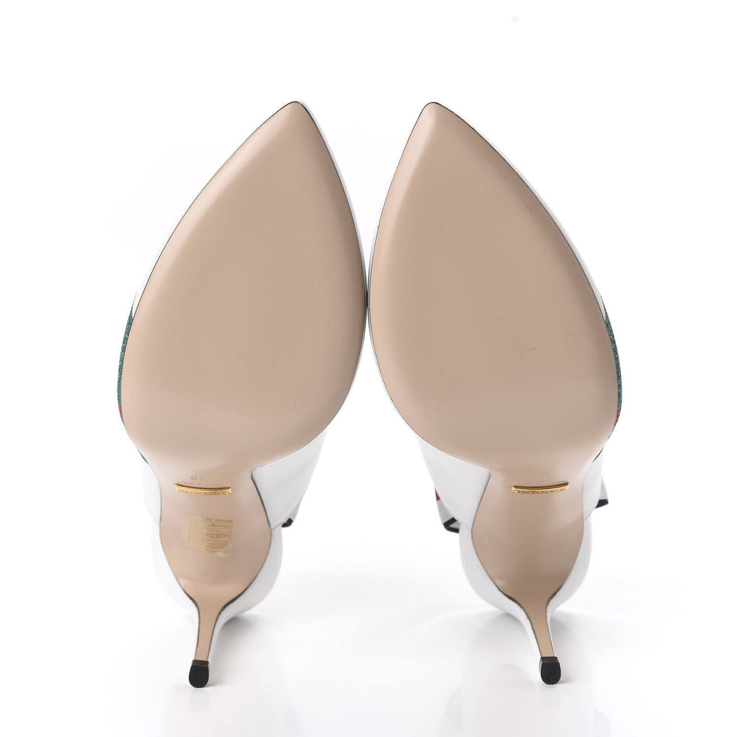 Calfskin Glitter Web High Heel Slingback Pumps 38 White