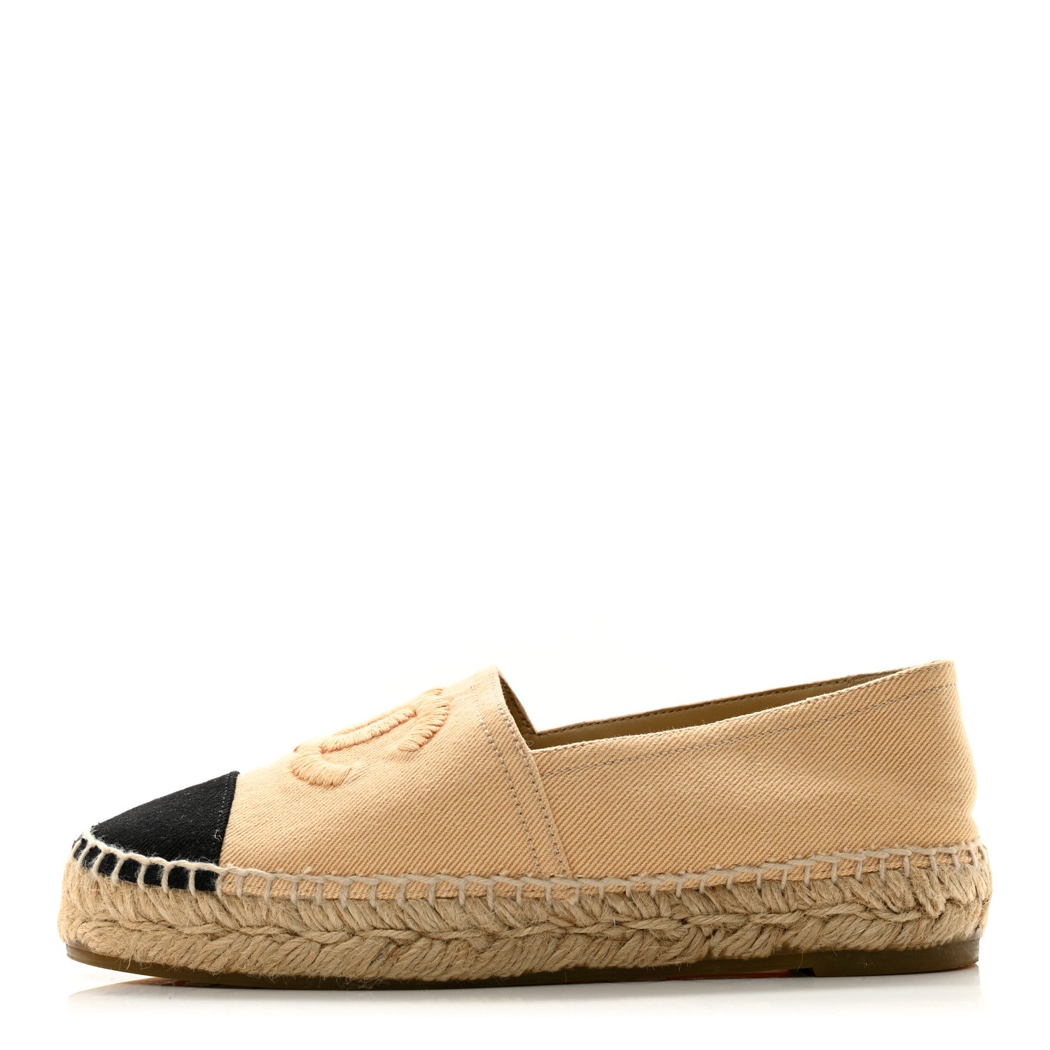 Chanel Denim CC Espadrilles 35 Beige Black 1 of 9