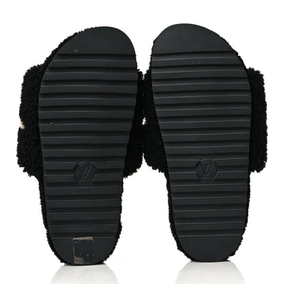 Louis Vuitton Shearling Monogram Giant Paseo Flat Comfort Mule 38 Black 5 of 8