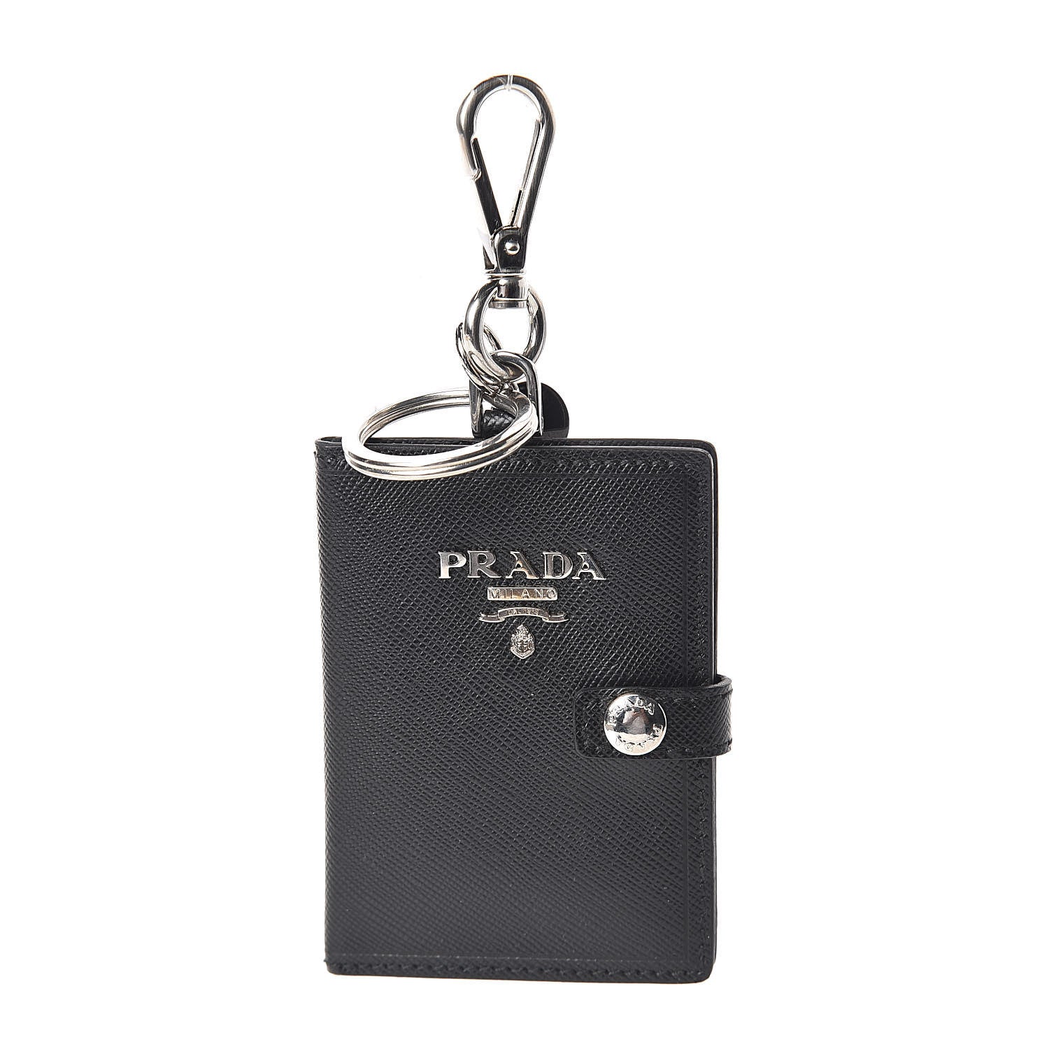 Prada Saffiano Card Case Key Ring Black 1 of 4