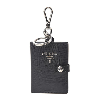 Prada Saffiano Card Case Key Ring Black 1 of 4