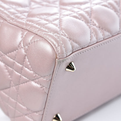 Christian Dior Pearly Lambskin Cannage Medium Lady Dior Lotus 10 of 16