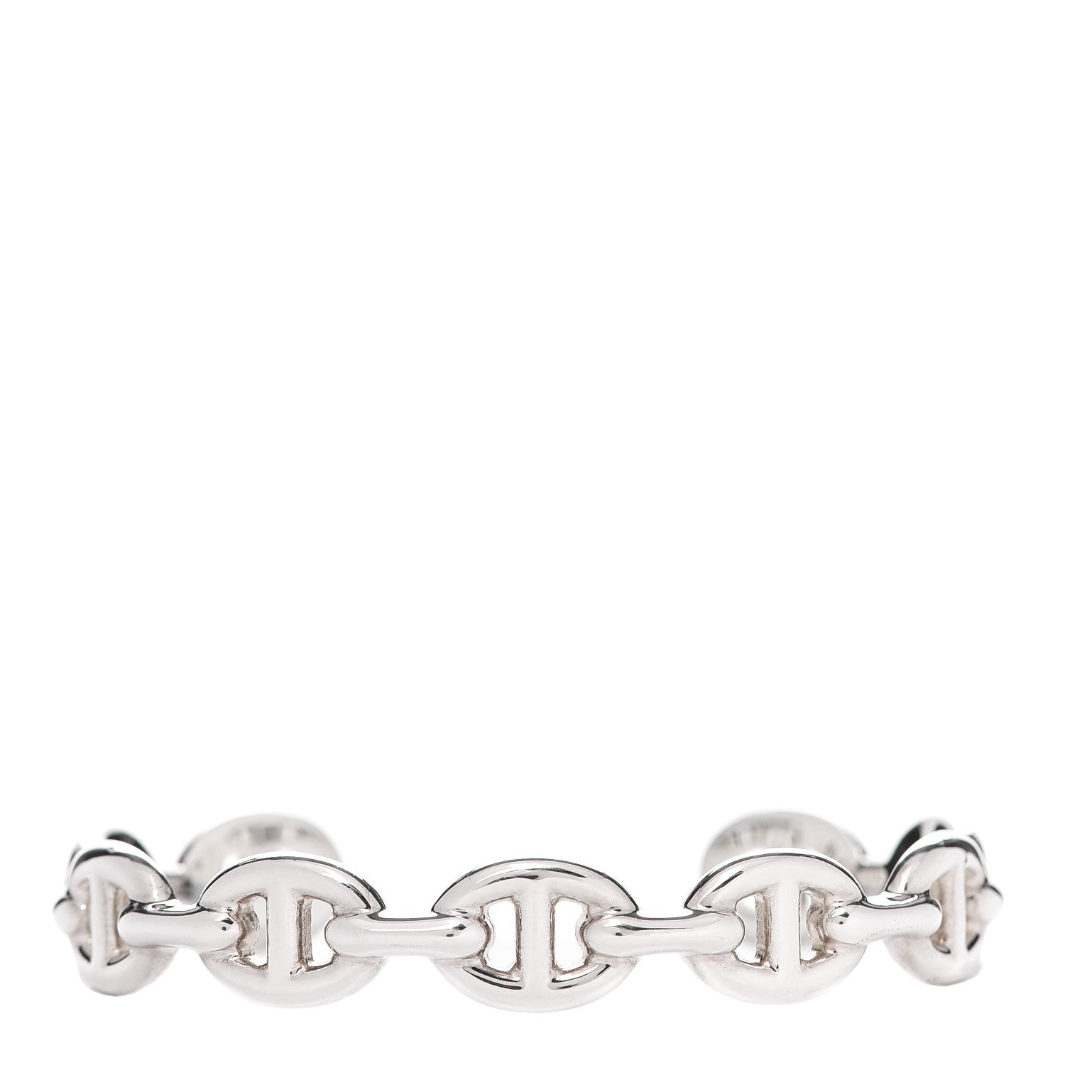 Hermes Sterling Silver MM Chaine d'Ancre Enchainee Cuff Bracelet SH 1 of 6