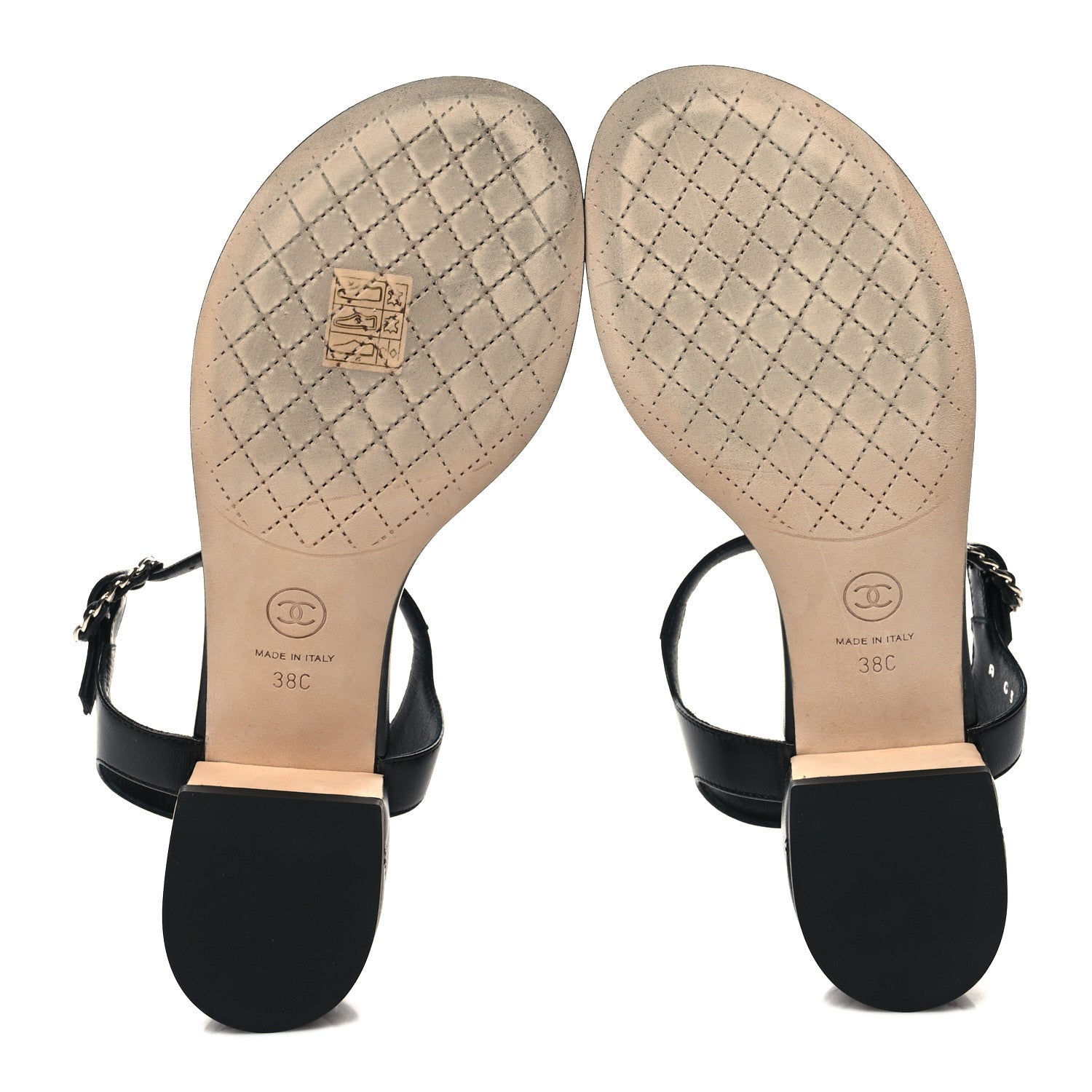 Chanel Lambskin Chain CC Thong Sandals 38 Black 5 of 9