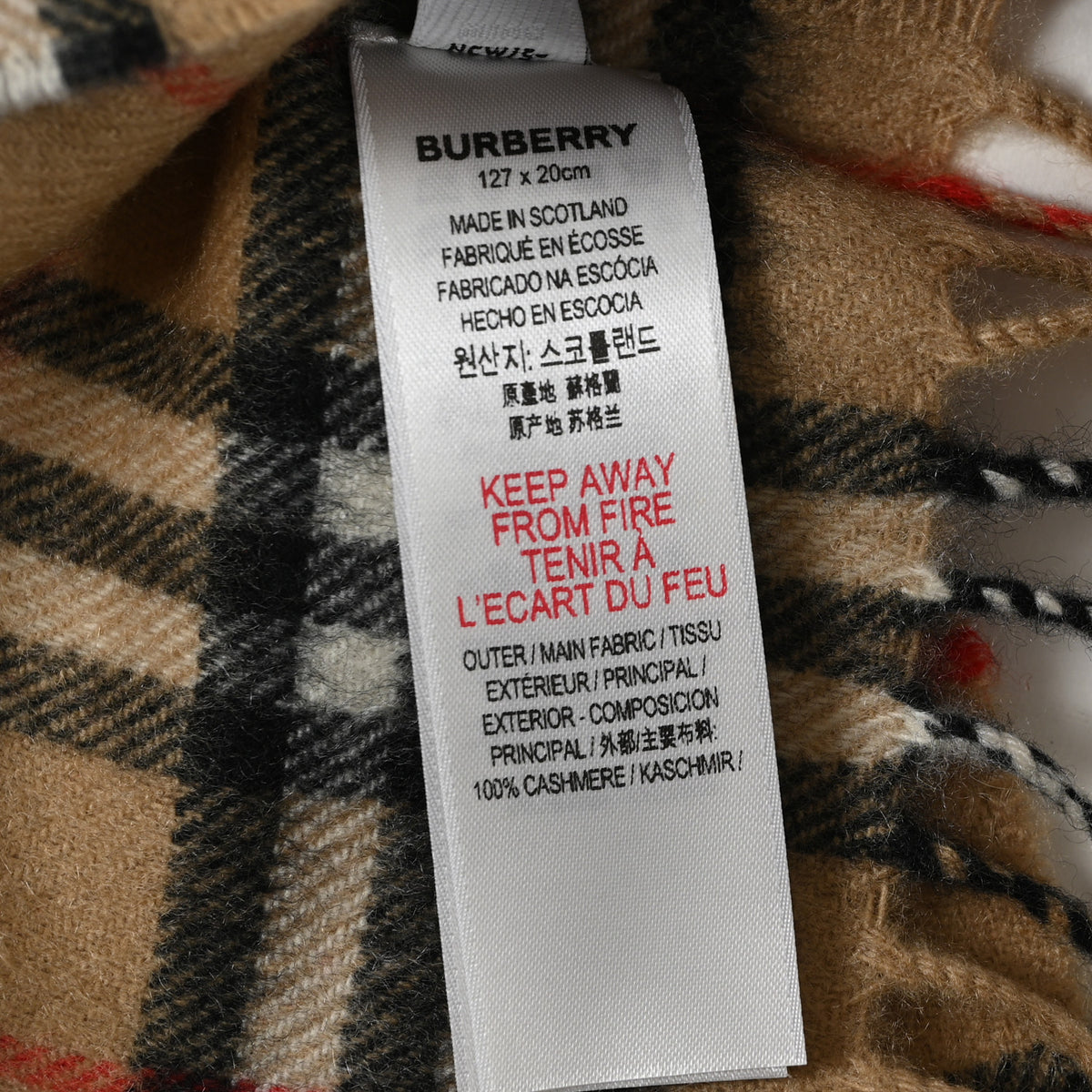 Burberry Wool Cashmere House Check Fringe Scarf Camel 3 of 3