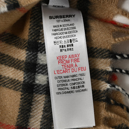 Burberry Wool Cashmere House Check Fringe Scarf Camel 3 of 3