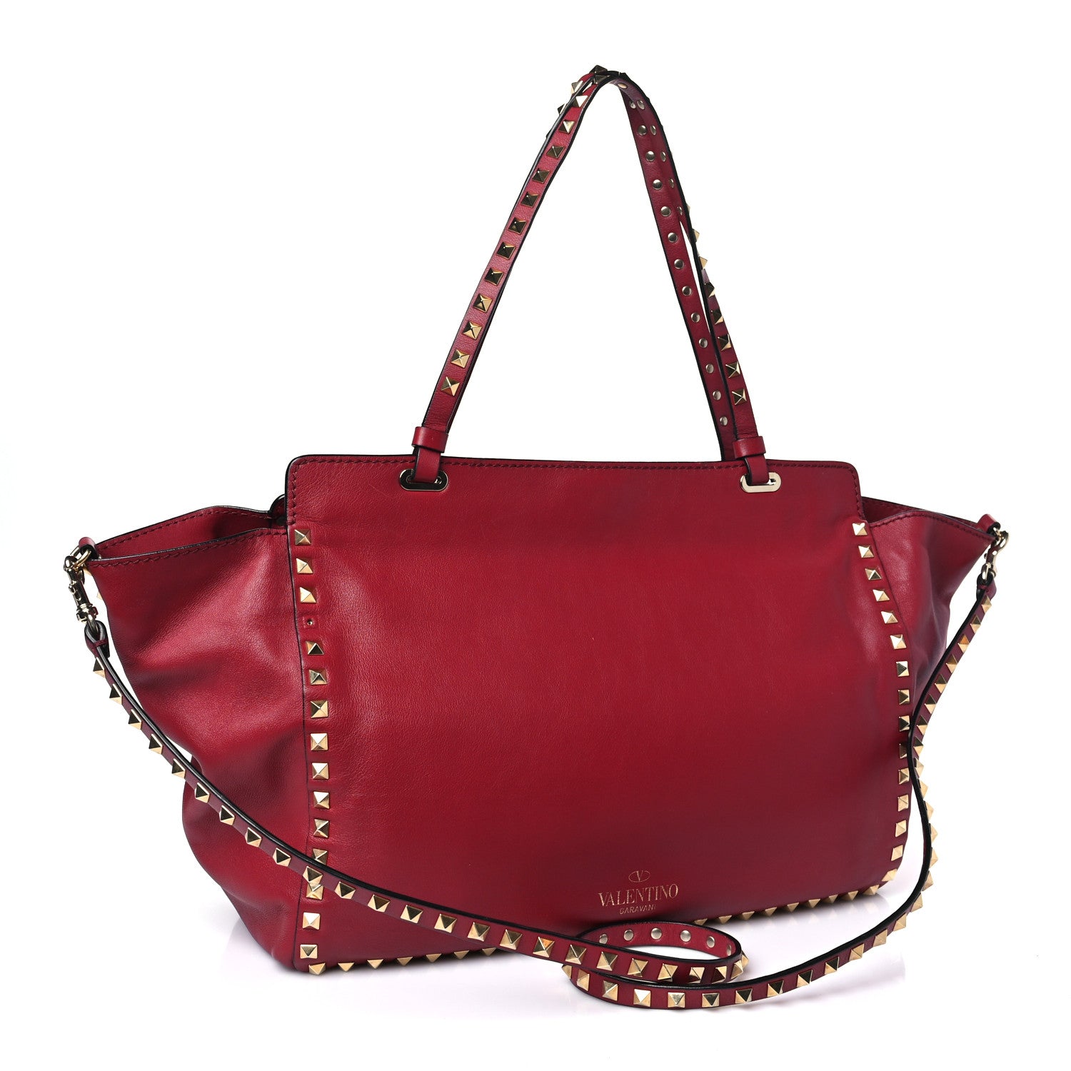 Valentino Garavani Vitello Medium Rockstud Tote Rosso Valentino 3 of 8