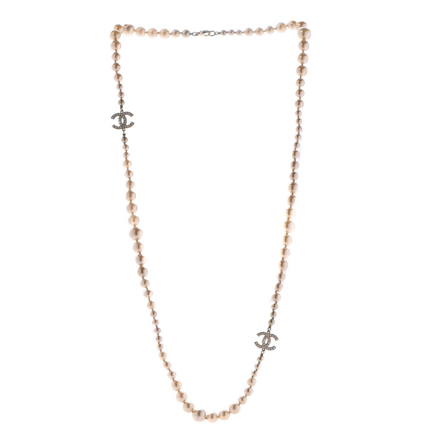 Chanel Graduated Pearl CC Long Necklace Gold 3 of 8