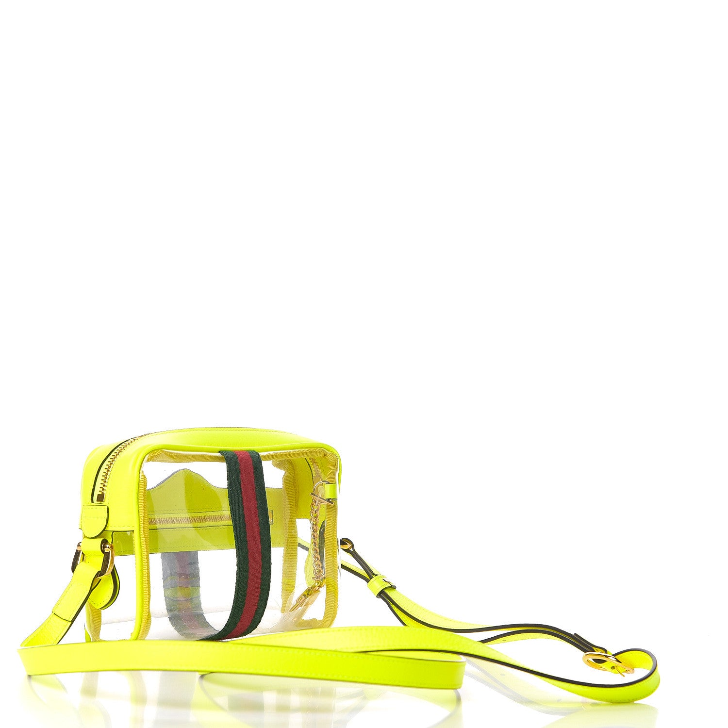 Gucci Vinyl Web Mini Ophidia Transparent Shoulder Bag Yellow Fluo 2 of 9