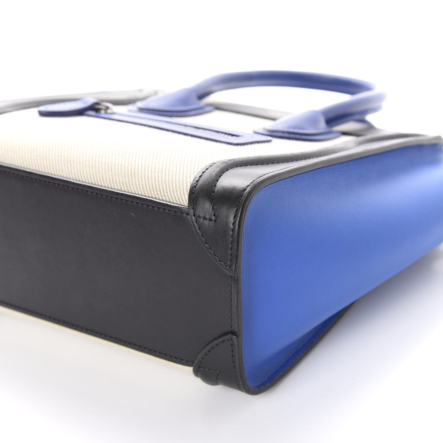 Canvas Smooth Calfskin Nano Tri-Color Luggage Natural Blue