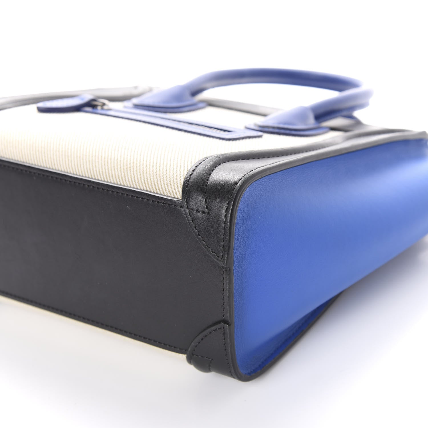 Celine Canvas Smooth Calfskin Nano Tri-Color Luggage Natural Blue 7 of 10