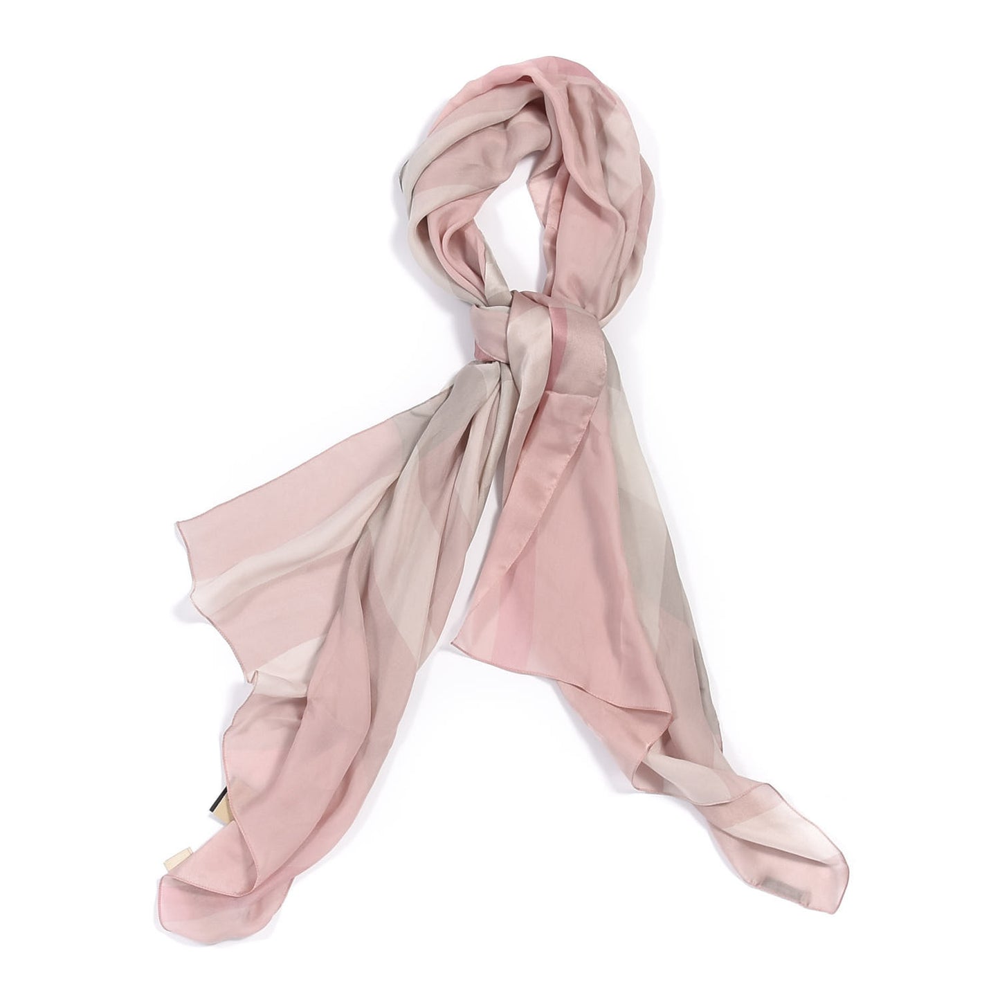 Satin Silk Mega Check Scarf Pale Rhubarb